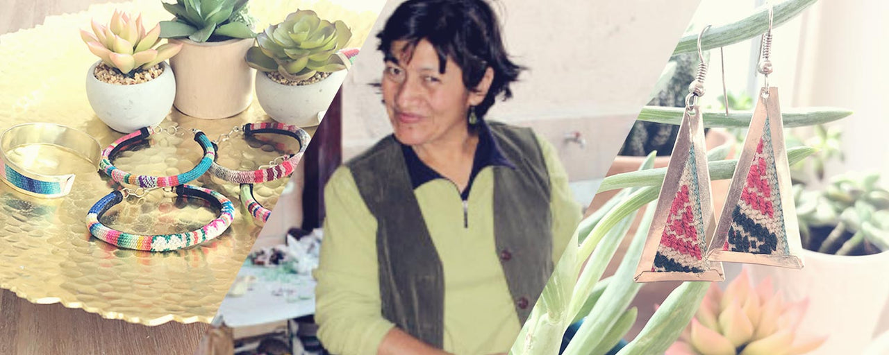 Bolivian artisan Norma and her jewelry