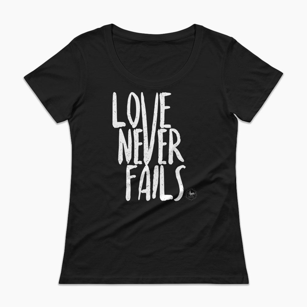 Love Never Fails Ladies' Scoopneck T-Shirt