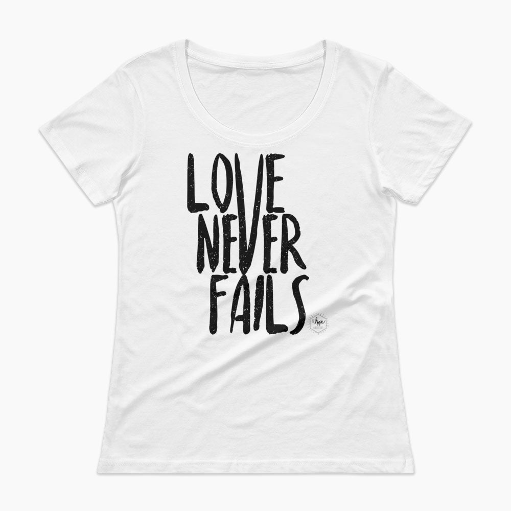 Love Never Fails Ladies' Scoopneck T-Shirt