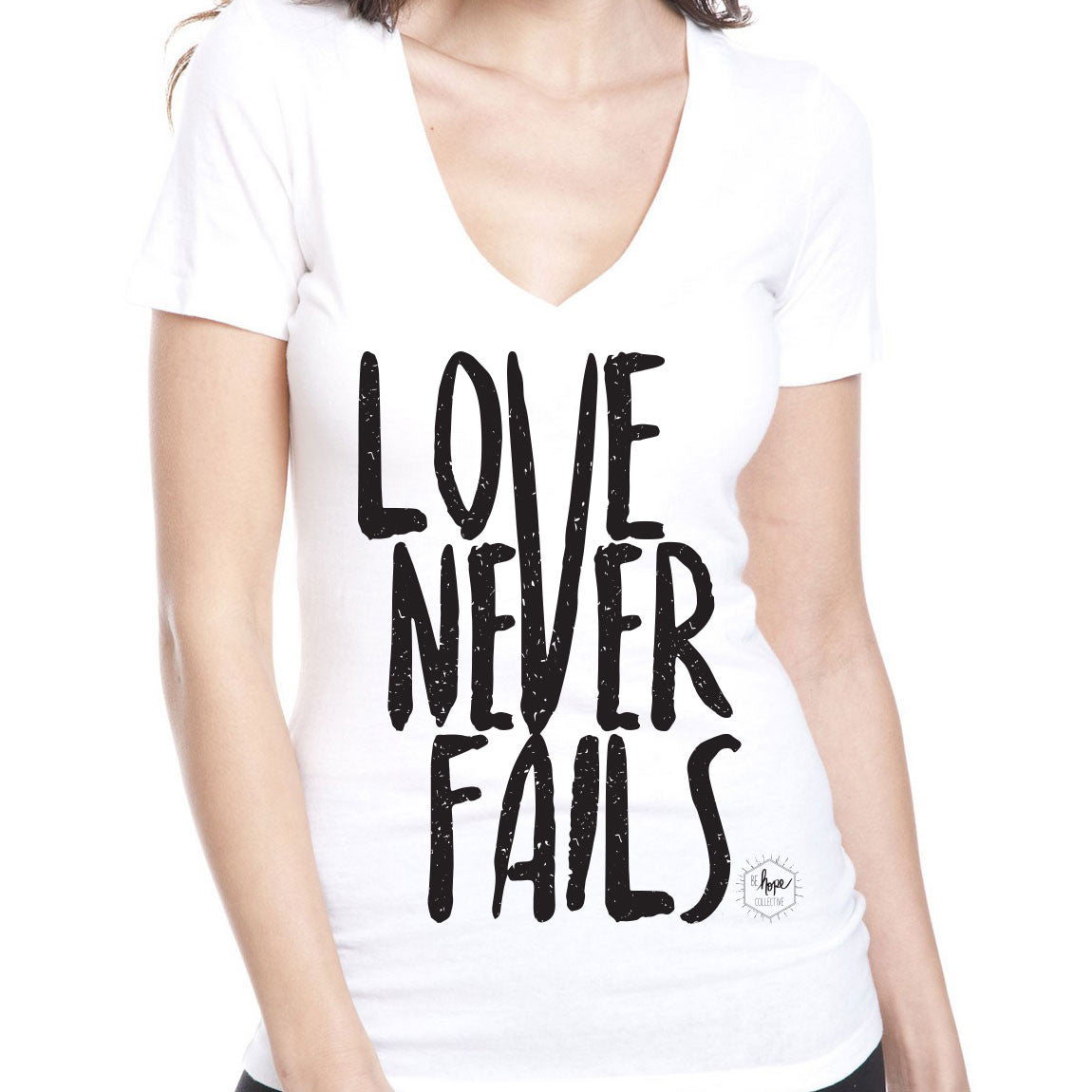 Love Never Fails Women's V-Neck T-shirt