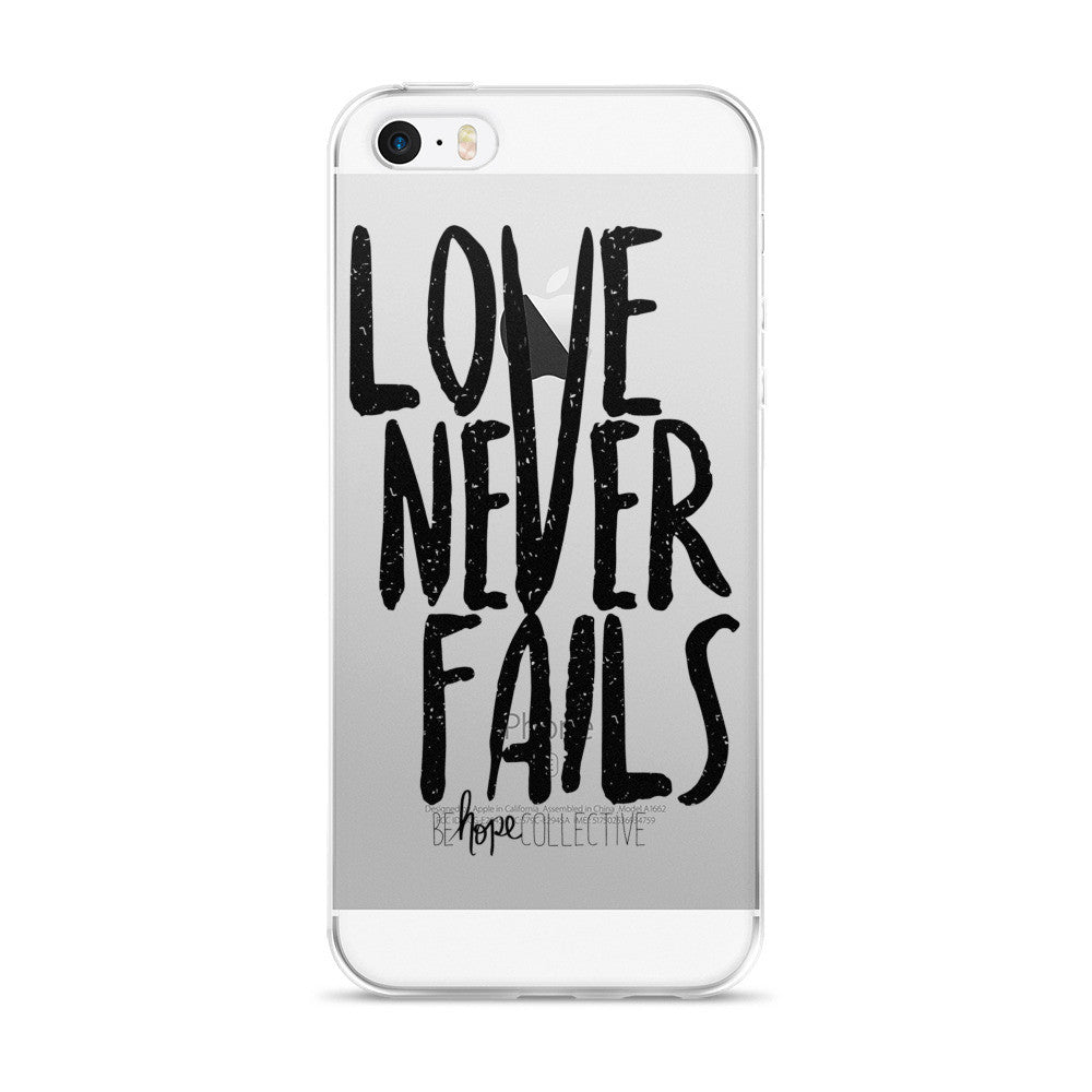Love Never Fails (Black Print) iPhone 5/6 Case