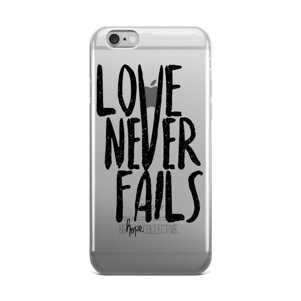 Love Never Fails (Black Print) iPhone 5/6 Case